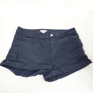 H&M Womens Black Jean Shorts Denim Cuffed Size US 12